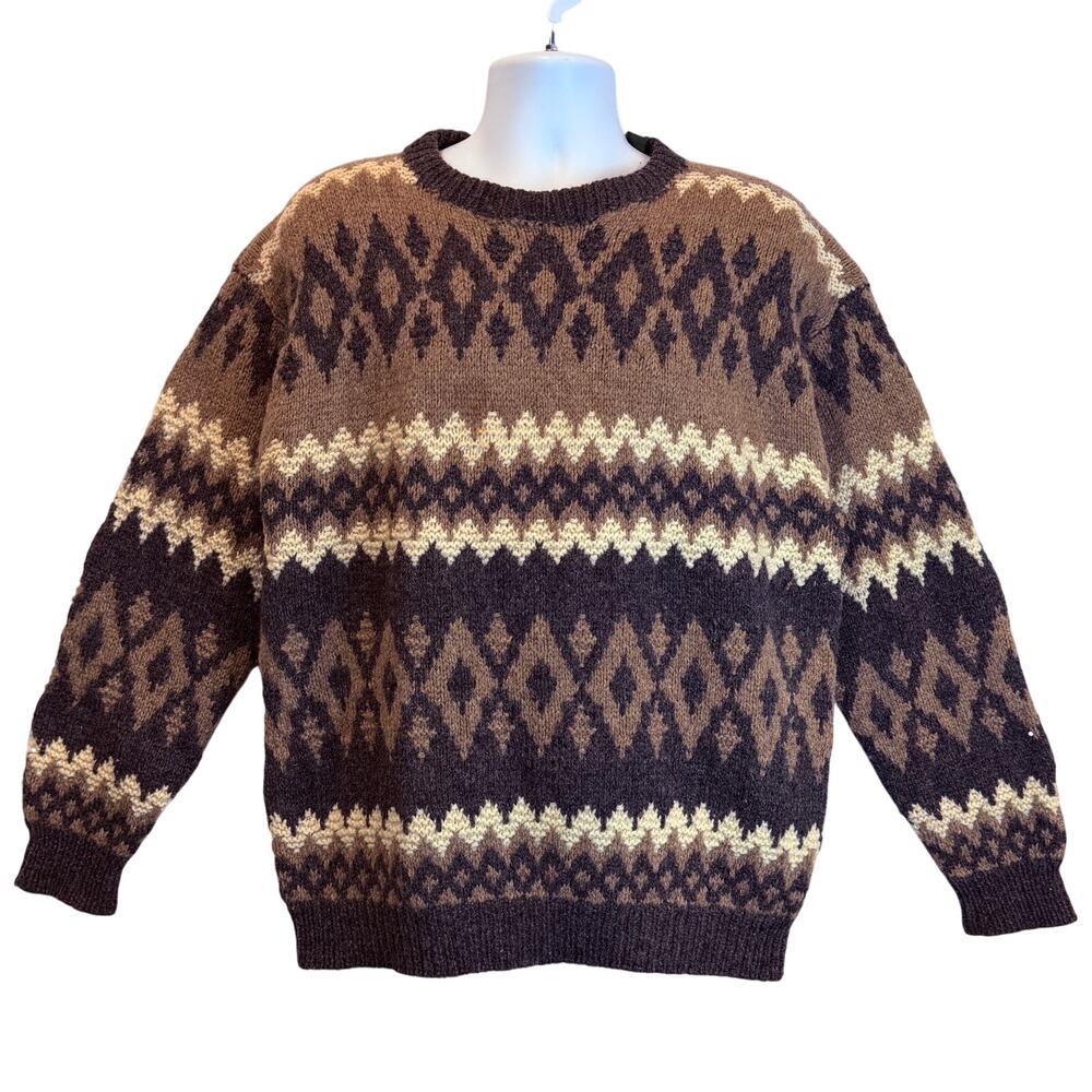 VINTAGE Y2K Embassy Row Special Edition Hand Knit Fair Isle Sweater Size XL